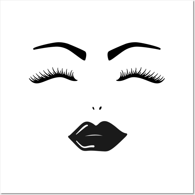 Womens Lips And Lashes Wall Art by THP Creative